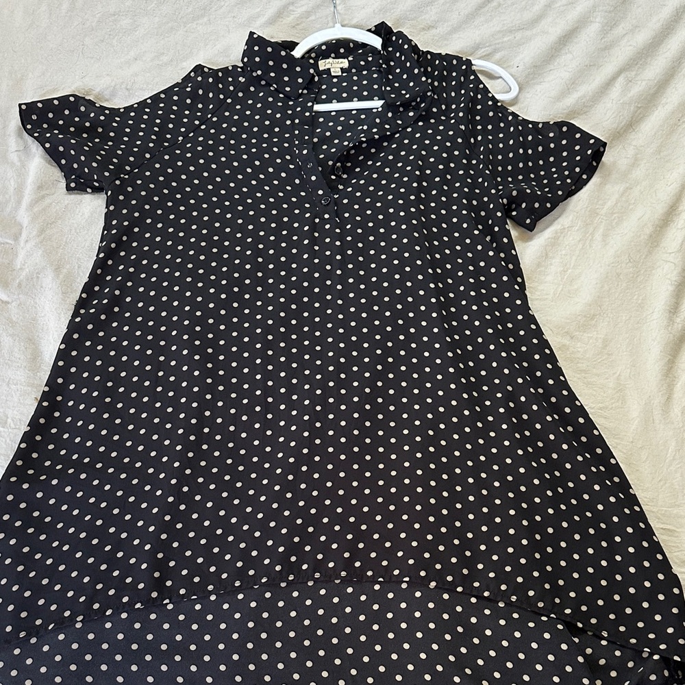 Lily White Black and White Polka Dot Top
